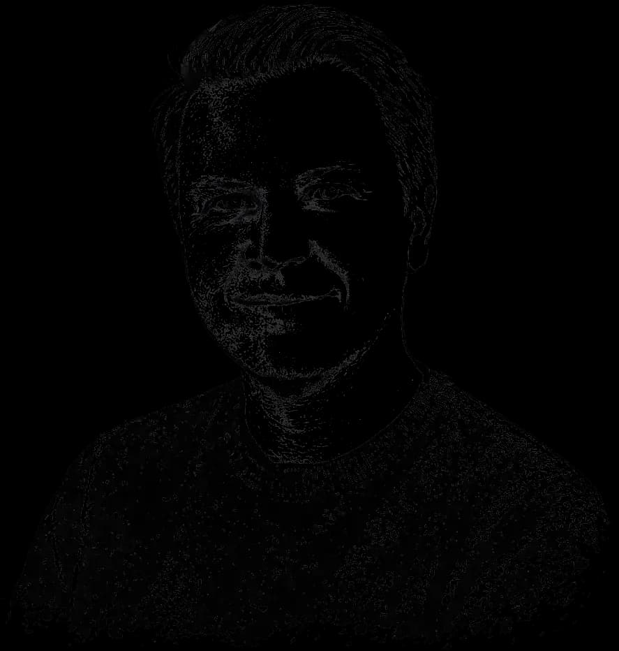 Ink sketch portrait of Tim Osterbuhr